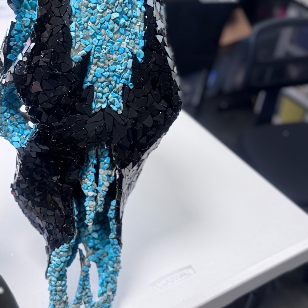 Mosaic Art Sculpture in Black and Blue